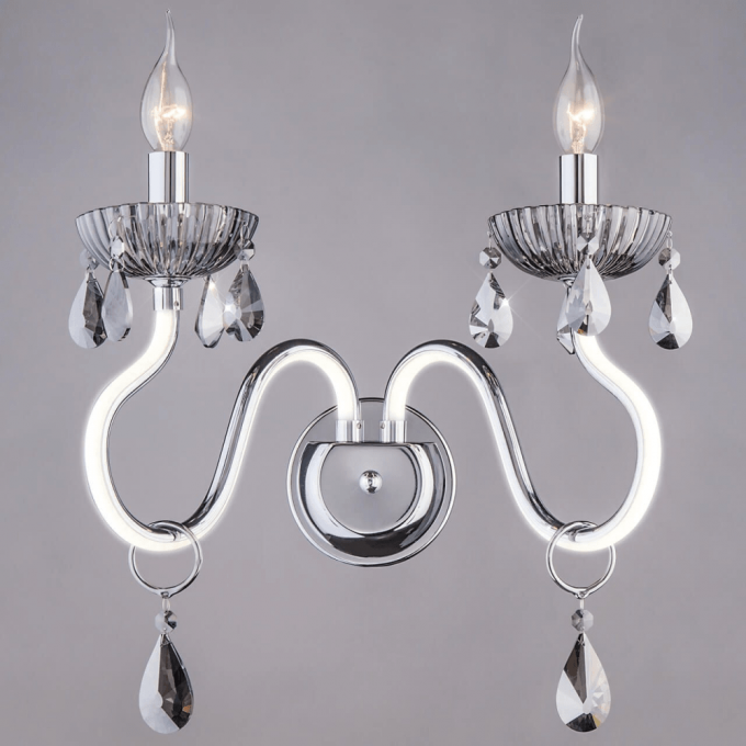 Бра HIPER 2хE14х40Вт + 10Вт LED CHROME H824-2 Бра HIPER 2хE14х40Вт + 10Вт LED CHROME H824-2